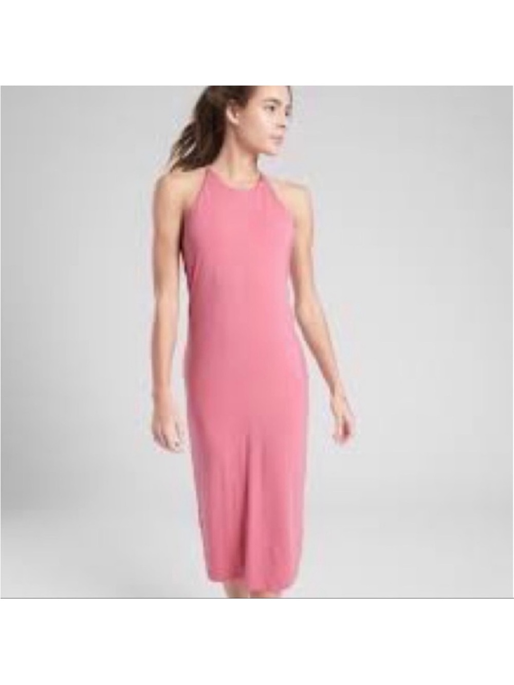 Athleta Mariposa Pink Racerback Midi Dress Women's Casual Tank Dress Medium nwt!